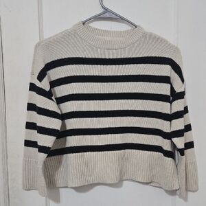 Striped Black and Cream Women's Sweater